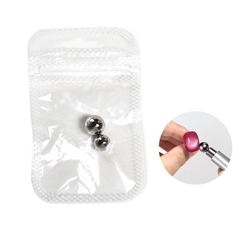 Double-ended magnetic nail wand with powerful cat-eye magnet and steel ball to attract wide-angle glass cat-eye beads.
